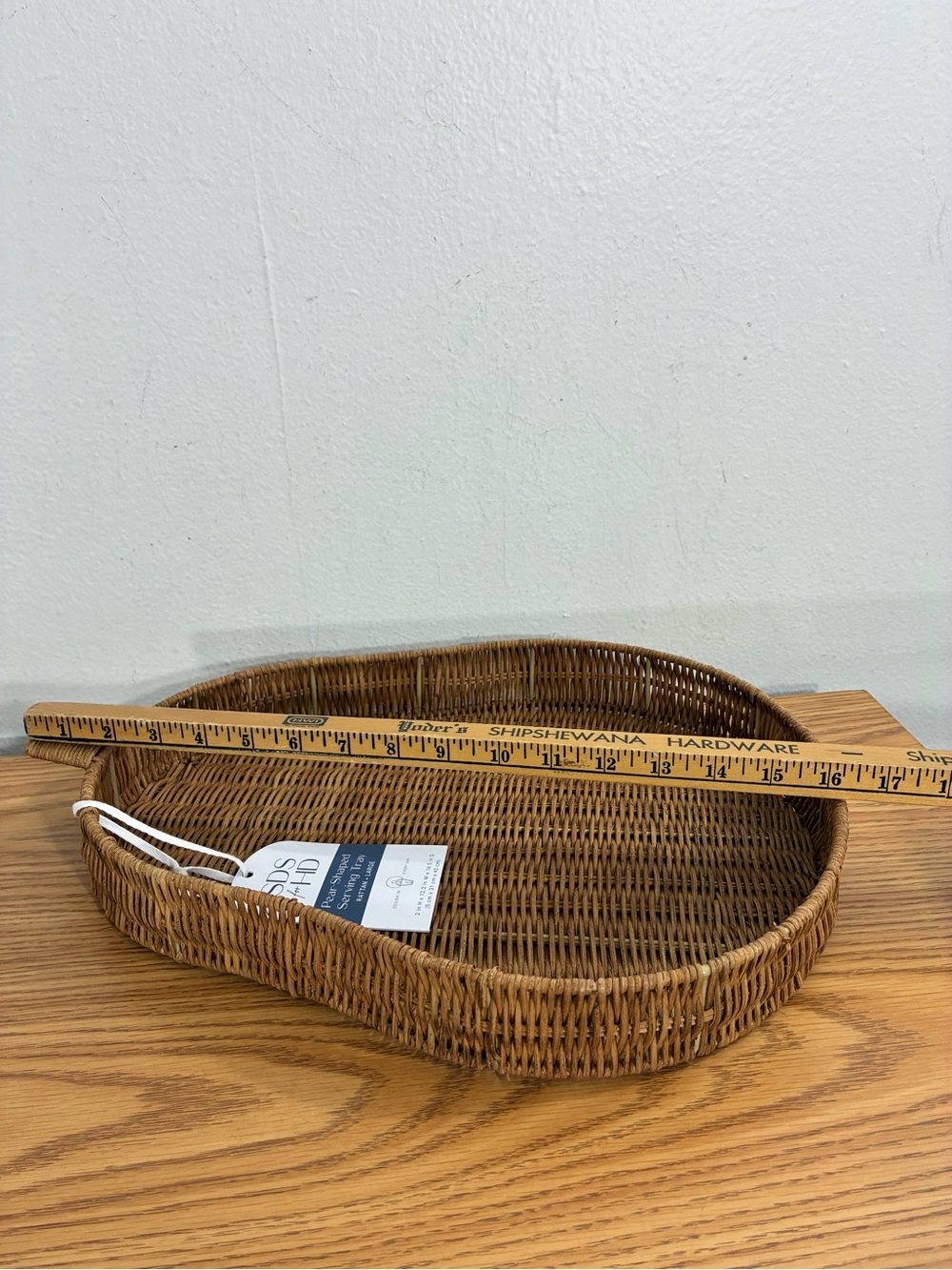 SDS + HD Pear Shaped Serving wicker rattan Tray Set of 2 - Brown Wicker - Picture 4 of 6